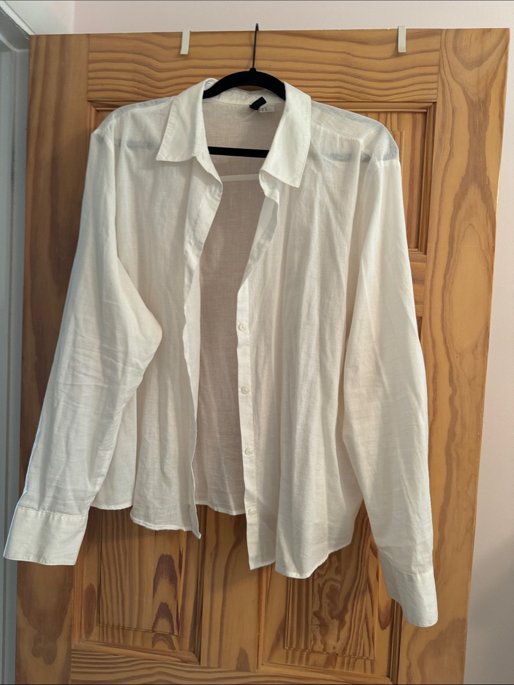 H&M White Linen-Blend Button Shirt